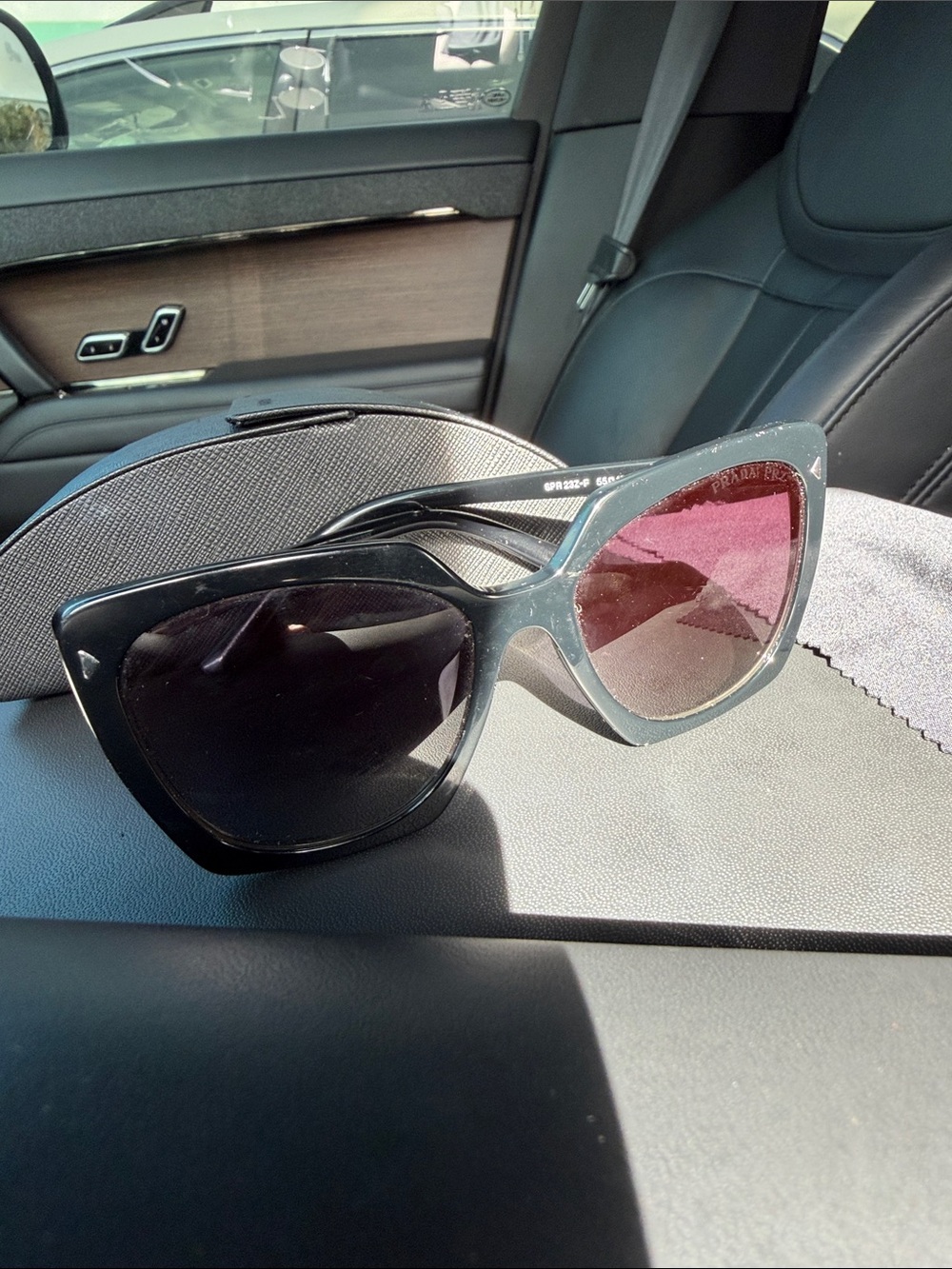 Prada Black Cat-Eye Women's Sunglasses - Polarized UV Protection